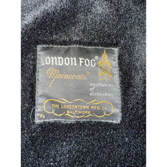 Vtg MCM London Fog Maincoats Lined Alpaca Mohair Trench Green Houndstooth 38 Reg - Picture 6 of 7